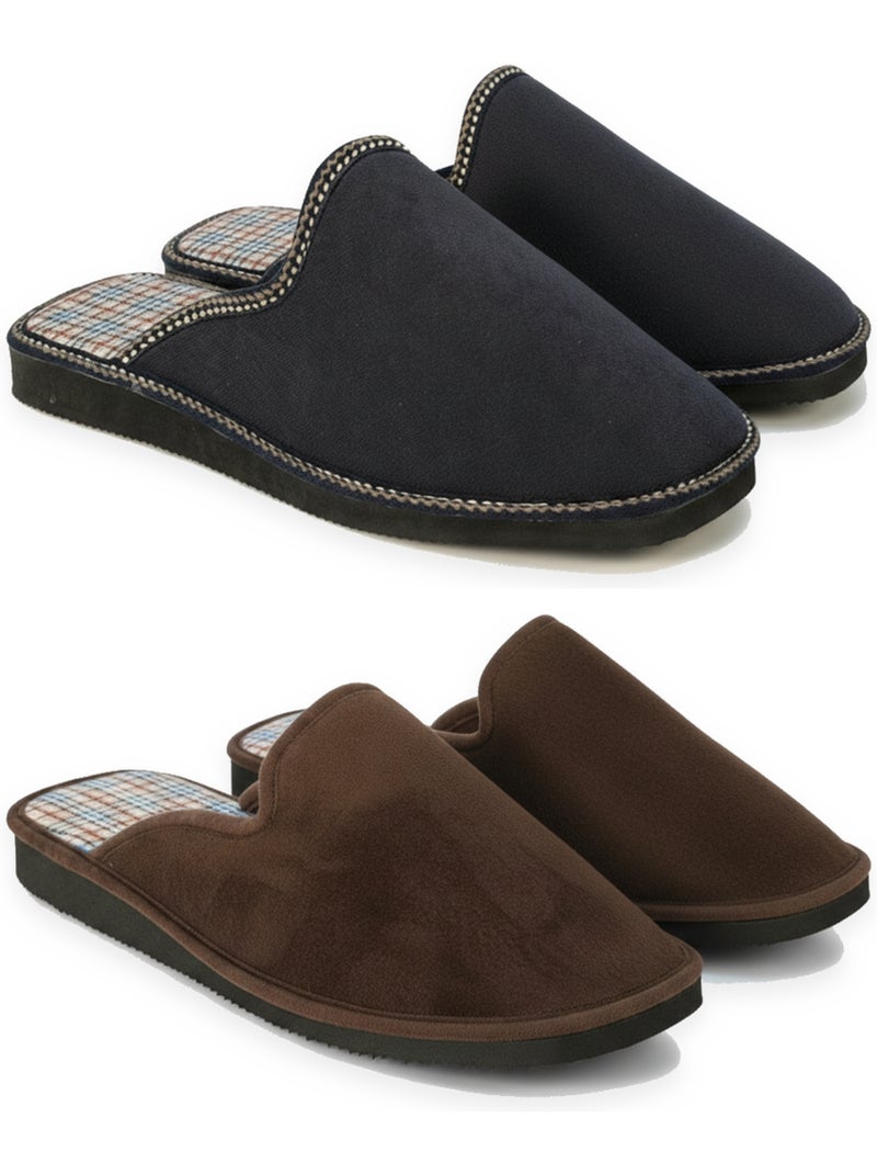 Ozabi pack de 2 paires pantoufles mules homme fabriquées en espagne Bleu Marron - Kiabi