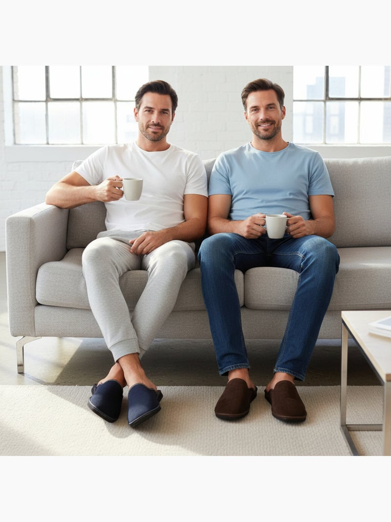 Ozabi pack de 2 paires pantoufles mules homme fabriquées en espagne Bleu Marron - Kiabi