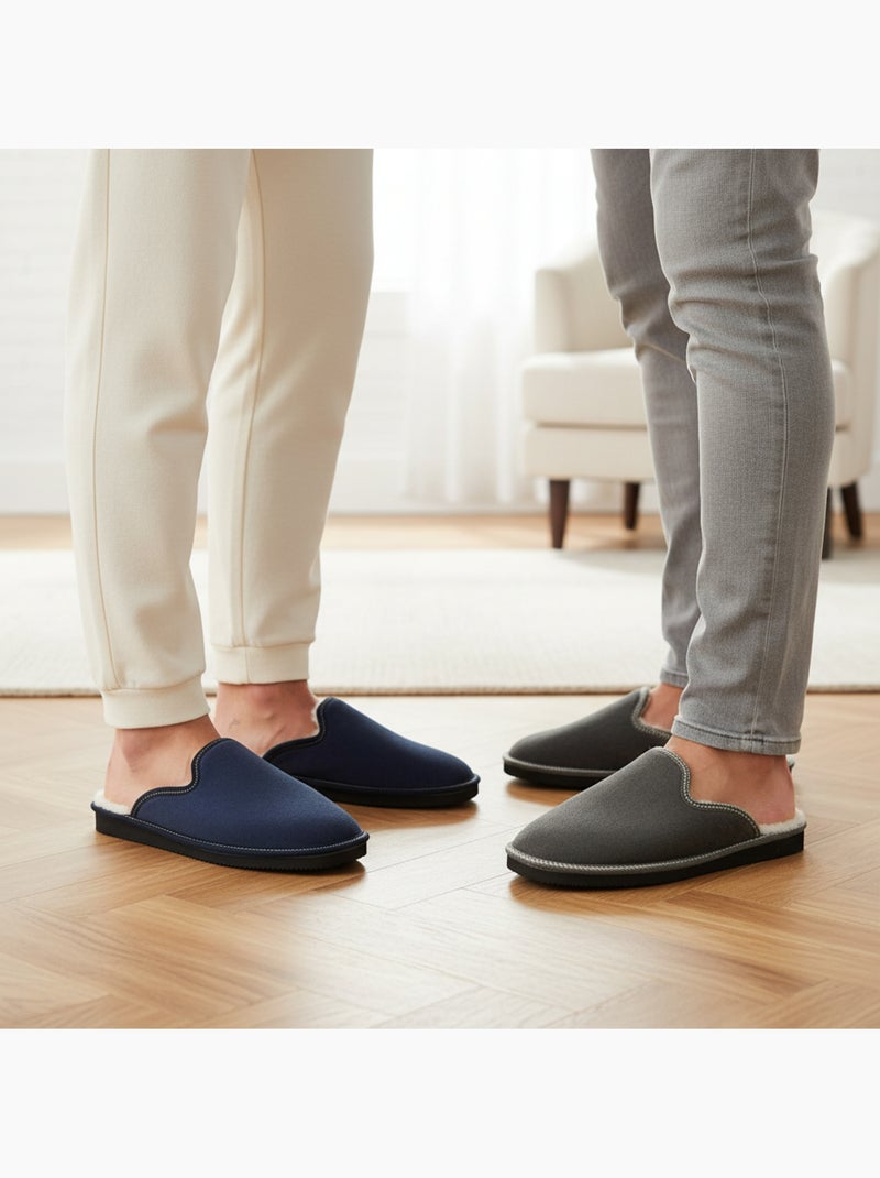 Ozabi pack de 2 paires pantoufles mules homme fabriquées en espagne Gris Bleu - Kiabi