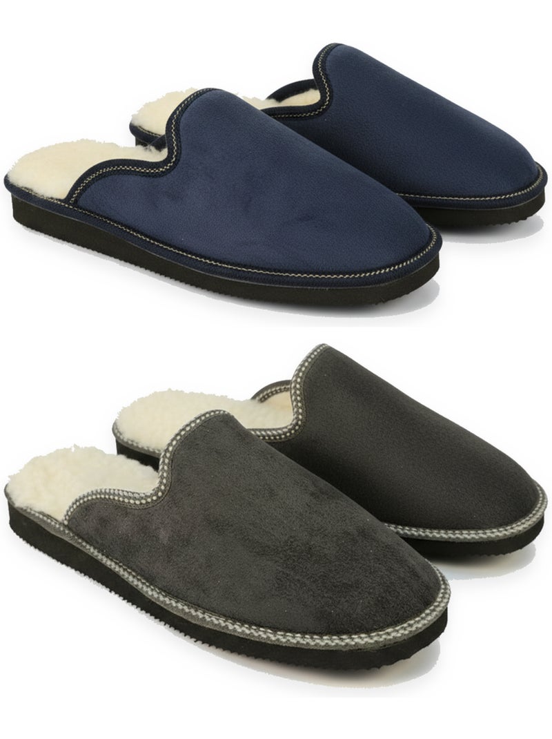 Ozabi pack de 2 paires pantoufles mules homme fabriquées en espagne Gris Bleu - Kiabi