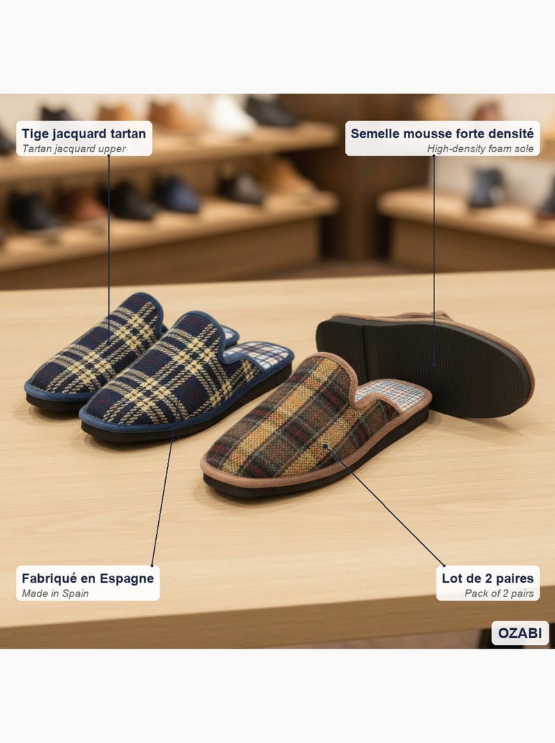 Ozabi pack de 2 paires pantoufles mules homme fabriquées en espagne Multicolore - Kiabi