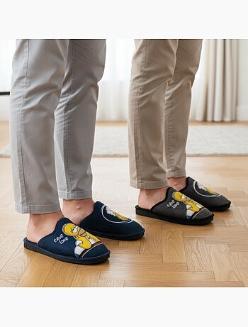 Ozabi pack de 2 paires pantoufles mules homme fantaisie motif dessin animé