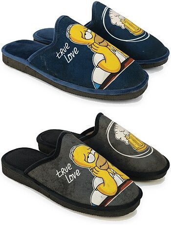 Ozabi pack de 2 paires pantoufles mules homme fantaisie motif dessin animé
