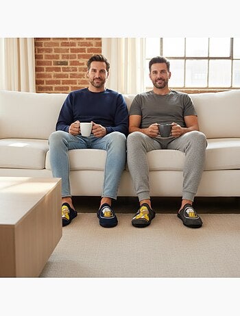 Ozabi pack de 2 paires pantoufles mules homme fantaisie motif dessin animé