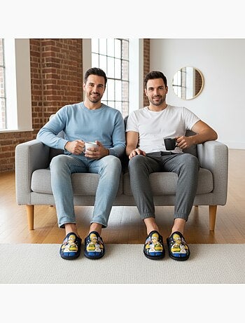Ozabi pack de 2 paires pantoufles mules homme fantaisie motif dessin animé