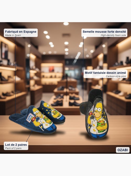 Ozabi pack de 2 paires pantoufles mules homme fantaisie motif dessin animé - Kiabi Ozabi pack de 2 paires pantoufles mules homme fantaisie motif dessin animé - Kiabi