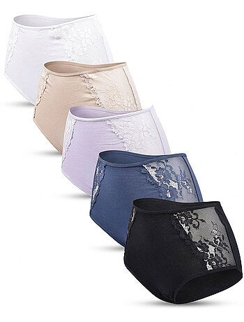 OZABI Pack de Culottes Femme Coton avec Dentelle – Lot de 5