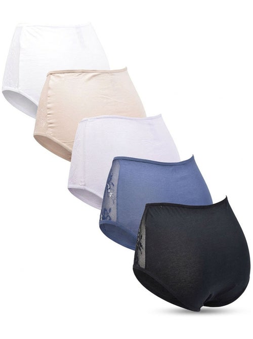 OZABI Pack de Culottes Femme Coton avec Dentelle – Lot de 5 - Kiabi
