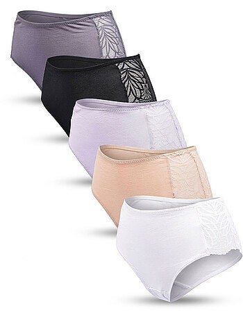 OZABI Pack de Culottes Femme Coton avec Dentelle – Lot de 5