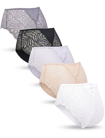 OZABI Pack de Culottes Femme Coton avec Dentelle – Lot de 5