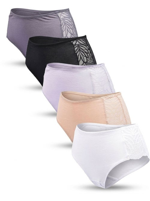 OZABI Pack de Culottes Femme Coton avec Dentelle – Lot de 5 - Kiabi