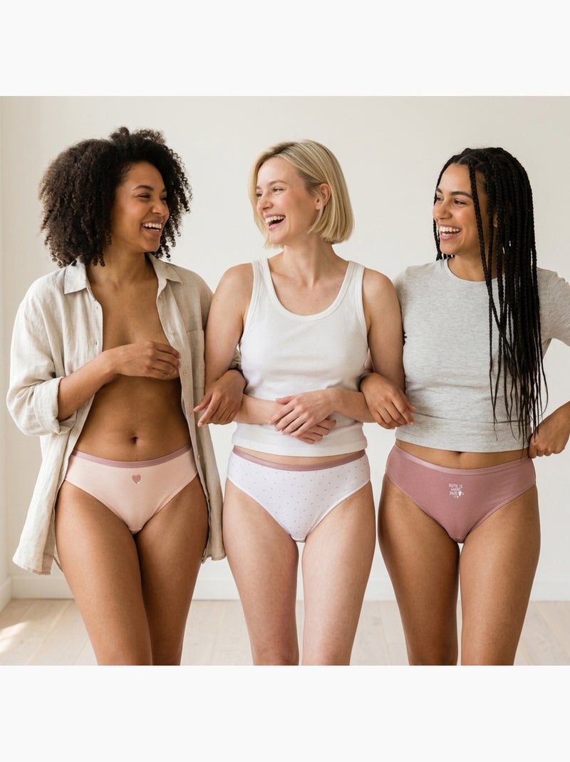 OZABI Pack de Culottes Femme Coton – Lot de 6 Blanc Rose clair - Kiabi