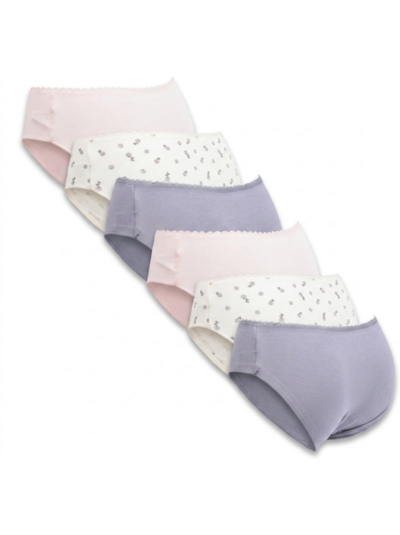 OZABI Pack de Culottes Femme Coton – Lot de 6 Violet/Rose - Kiabi