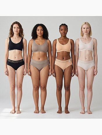 OZABI Pack de Culottes Femme Gainantes Dentelle Invisible – Lot de 4