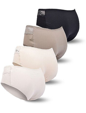OZABI Pack de Culottes Femme Gainantes Dentelle Invisible – Lot de 4