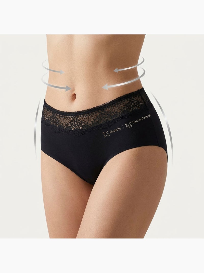 OZABI Pack de Culottes Femme Gainantes Dentelle Invisible – Lot de 4 Beige/Noir - Kiabi