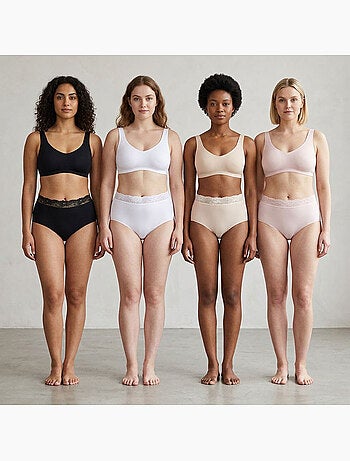 OZABI Pack de Culottes Femme Gainantes Dentelle Invisible – Lot de 4