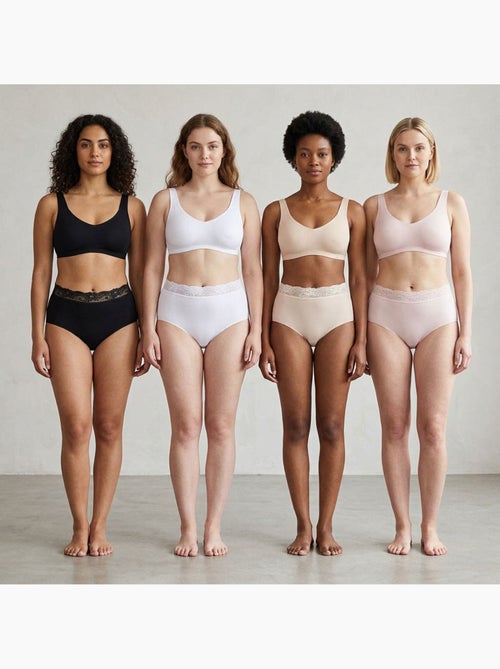 OZABI Pack de Culottes Femme Gainantes Dentelle Invisible – Lot de 4 - Kiabi