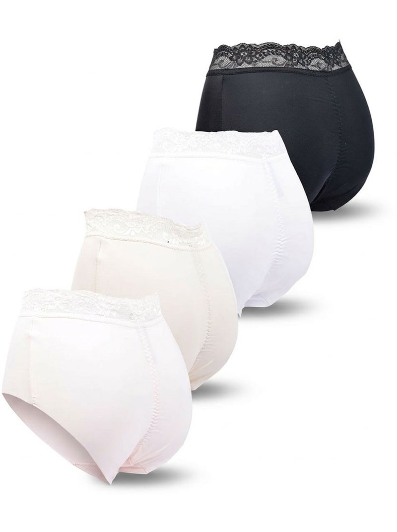 OZABI Pack de Culottes Femme Gainantes Dentelle Invisible – Lot de 4 Blanc Beige Noir - Kiabi