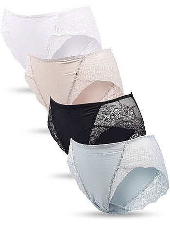 OZABI Pack de Culottes Femme Gainantes Dentelle Invisible – Lot de 4
