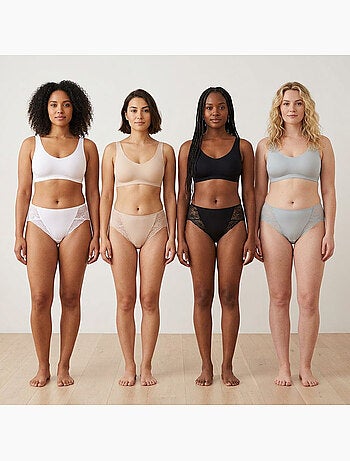 OZABI Pack de Culottes Femme Gainantes Dentelle Invisible – Lot de 4