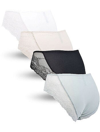 OZABI Pack de Culottes Femme Gainantes Dentelle Invisible – Lot de 4