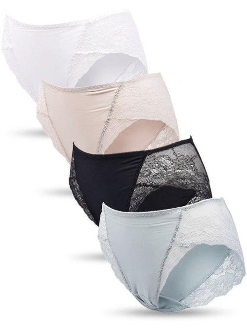 OZABI Pack de Culottes Femme Gainantes Dentelle Invisible – Lot de 4 - Kiabi
