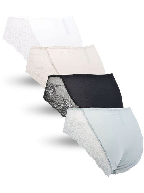 OZABI Pack de Culottes Femme Gainantes Dentelle Invisible – Lot de 4 - Kiabi