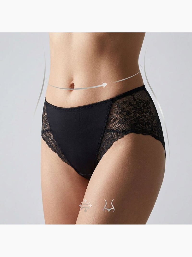 OZABI Pack de Culottes Femme Gainantes Dentelle Invisible – Lot de 4 Blanc Bleu Noir - Kiabi