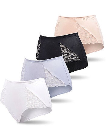 OZABI Pack de Culottes Femme Gainantes Dentelle Invisible – Lot de 4