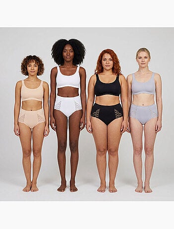 OZABI Pack de Culottes Femme Gainantes Dentelle Invisible – Lot de 4