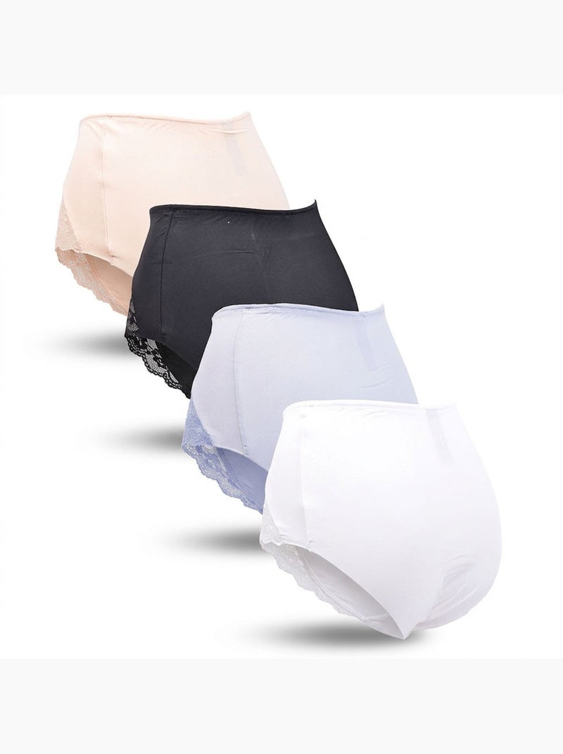 OZABI Pack de Culottes Femme Gainantes Dentelle Invisible – Lot de 4 Blanc Mauve Noir - Kiabi