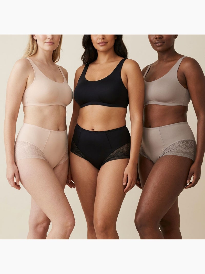 OZABI Pack de Culottes Femme Gainantes Invisibles Dentelle et Laser – Lot de 6 Beige/Noir - Kiabi