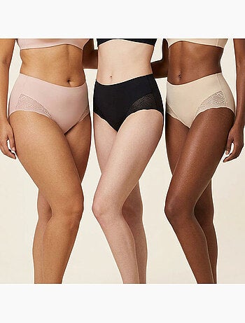 OZABI Pack de Culottes Femme Gainantes Invisibles Dentelle et Laser – Lot de 6