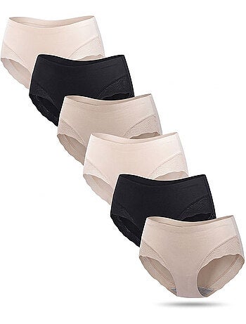 OZABI Pack de Culottes Femme Gainantes Invisibles Dentelle et Laser – Lot de 6