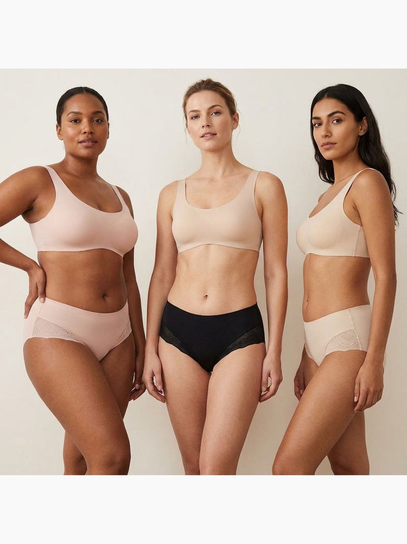 OZABI Pack de Culottes Femme Gainantes Invisibles Dentelle et Laser – Lot de 6 Noir Beige Noir - Kiabi