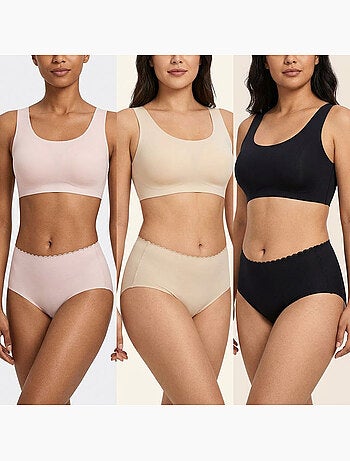OZABI Pack de Culottes Femme Gainantes Invisibles Dentelle et Laser – Lot de 6
