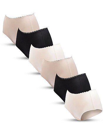 OZABI Pack de Culottes Femme Gainantes Invisibles Dentelle et Laser – Lot de 6