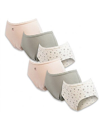 OZABI Pack de Culottes Femme Taille Haute Coton – Lot de 6