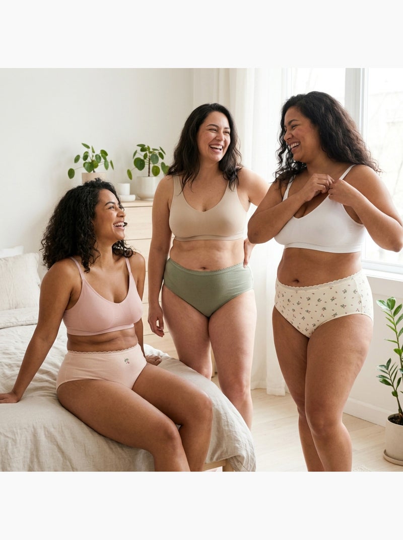 OZABI Pack de Culottes Femme Taille Haute Coton – Lot de 6 Beige/Rose/Vert d eau - Kiabi