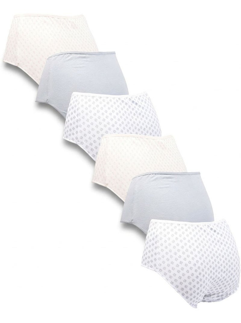 OZABI Pack de Culottes Femme Taille Haute Coton – Lot de 6 Blanc Beige Gris - Kiabi