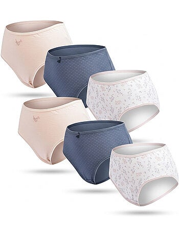 OZABI Pack de Culottes Femme Taille Haute Coton – Lot de 6