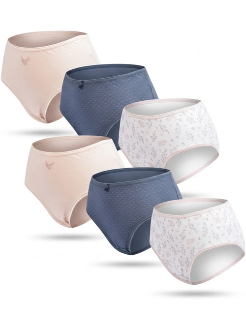 OZABI Pack de Culottes Femme Taille Haute Coton – Lot de 6 - Kiabi