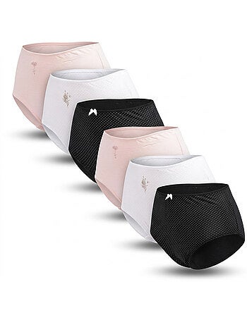 OZABI Pack de Culottes Femme Taille Haute Coton – Lot de 6