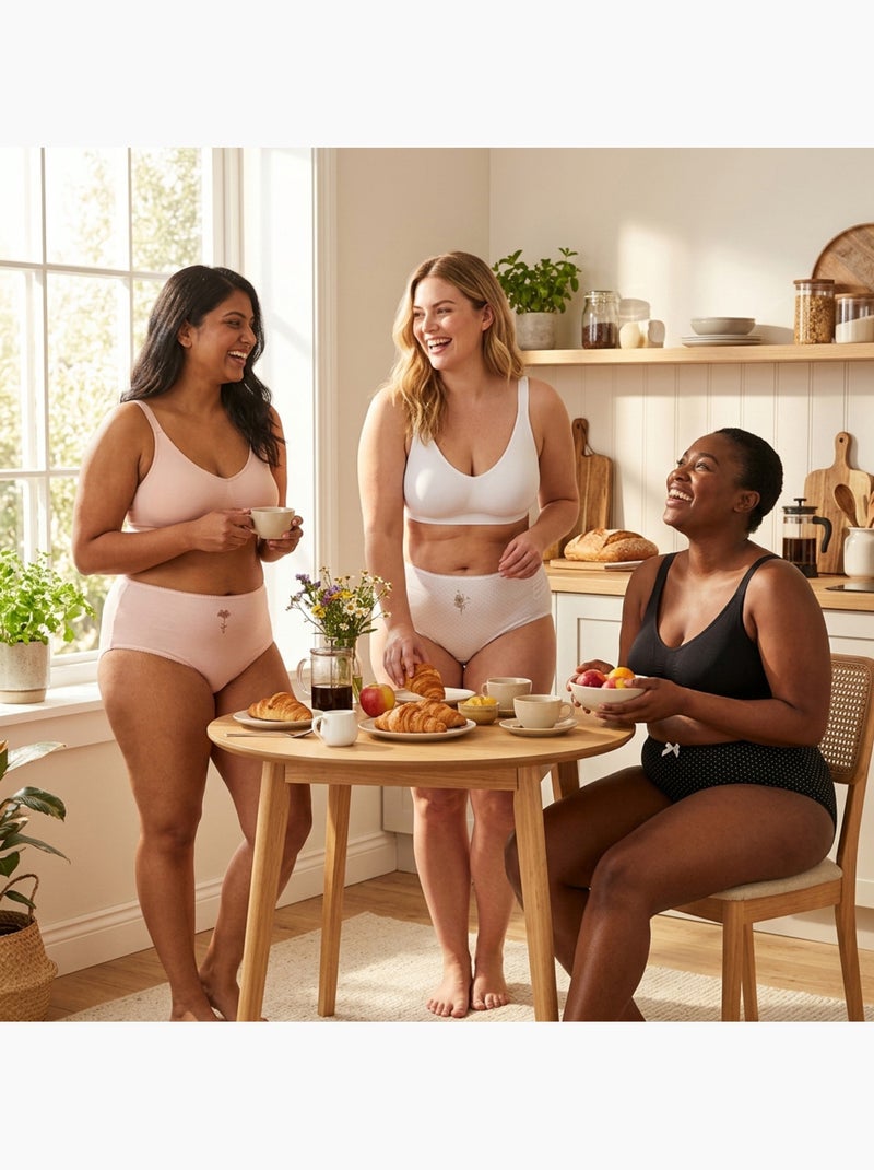 OZABI Pack de Culottes Femme Taille Haute Coton – Lot de 6 Noir Rose clair Blanc - Kiabi