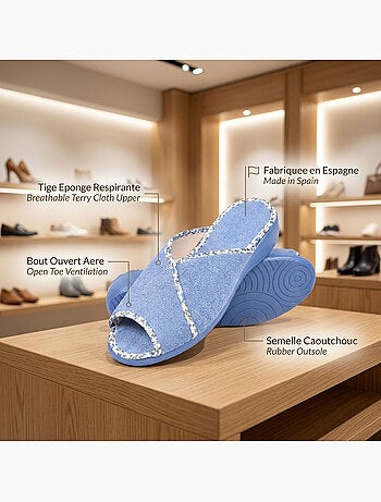 OZABI-Pantoufle Mule Femme Eponge Respirante Fabrication Espagnole, Bout Ouvert