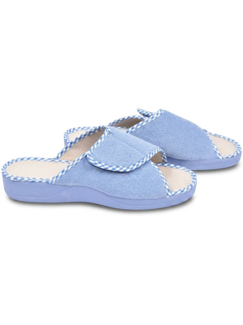 OZABI-Pantoufle Mule Femme Eponge Scratch Ajustable Fabriquee en Espagne Bleu ciel - Kiabi