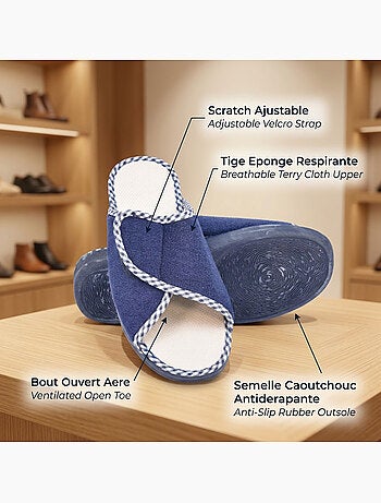 OZABI-Pantoufle Mule Femme Eponge Scratch Ajustable Fabriquee en Espagne