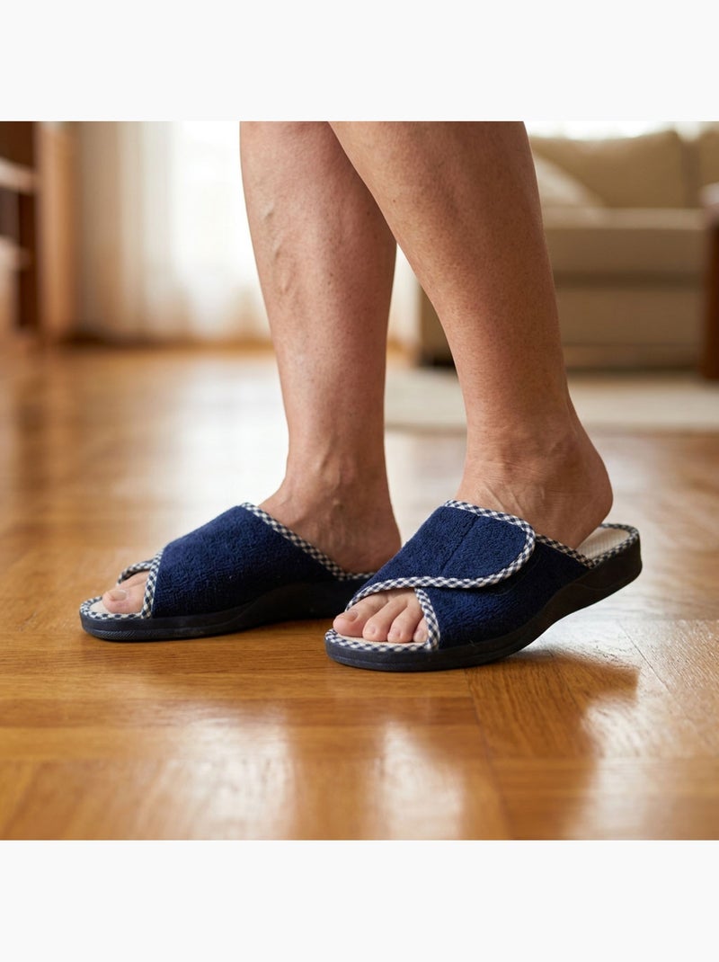 OZABI-Pantoufle Mule Femme Eponge Scratch Ajustable Fabriquee en Espagne Bleu marine - Kiabi