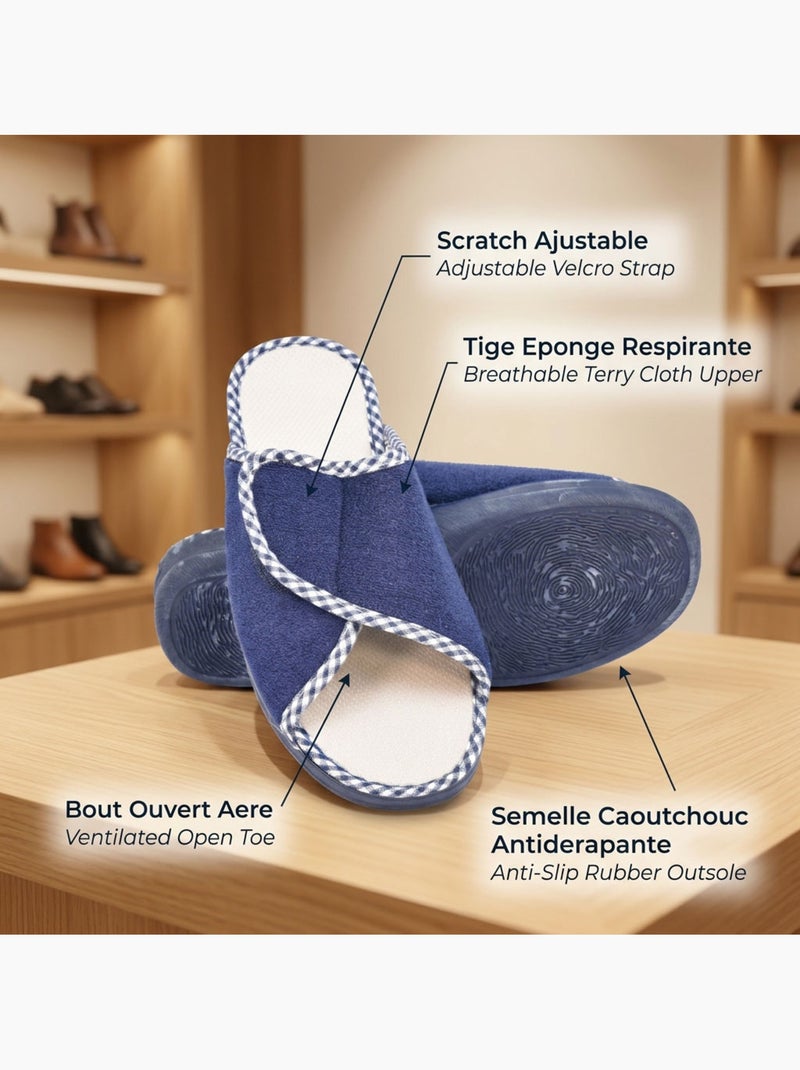 OZABI-Pantoufle Mule Femme Eponge Scratch Ajustable Fabriquee en Espagne Bleu marine - Kiabi